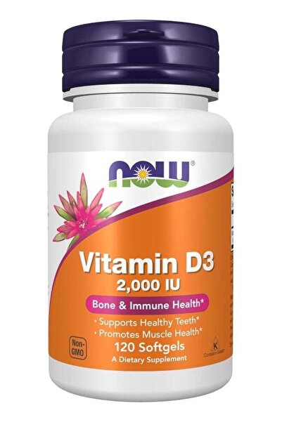 Now Foods مكمل غذائي غني بفيتامين د-3 بتركيز 2000 وحدة دولية - 120 كبسولة هلامية
