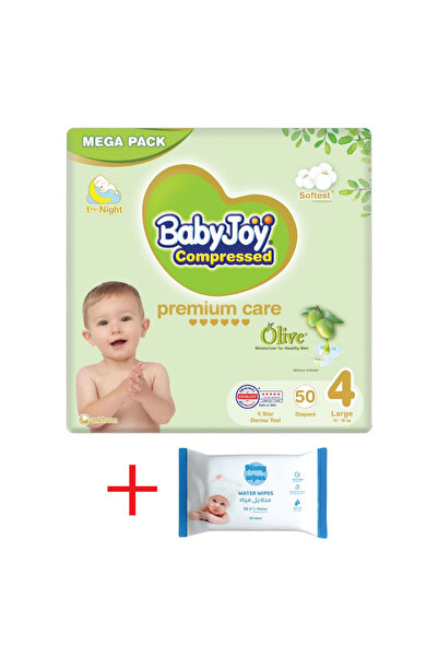 BabyJoy Olive Diapers Size 4 Large 50 + Mamy Pure Water Wipes