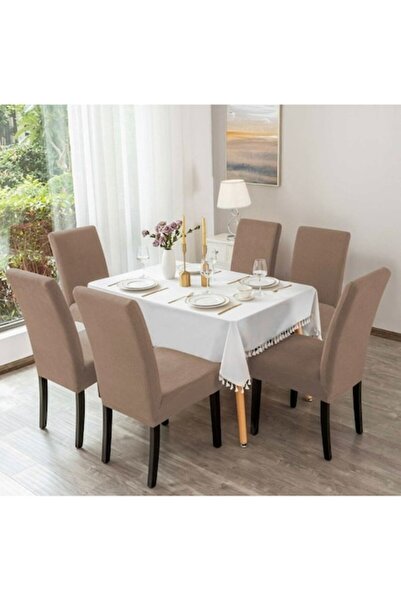Trendily Set of 6 Universal Chair Covers, Color Cappuccino