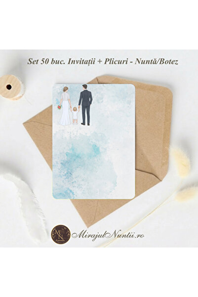 PROPIPE Set 50 buc. Invitație Nuntă Familia Modernă „C.23B” Necompletată + Pl...