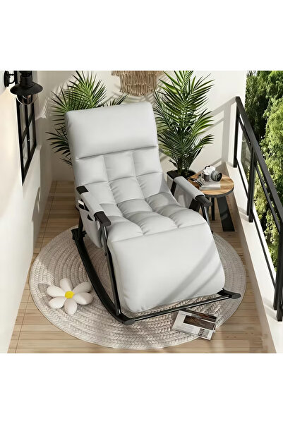 Snooe كرسي استرخاء رمادي اللون، مناسب للشرفات والاستخدام المنزلي، يوفر الاستر...