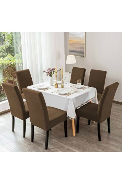 Trendily Set of 6 Universal Chair Covers, Brown Color