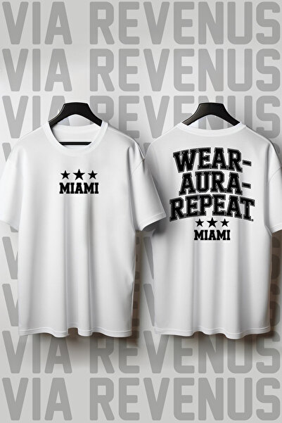 Vordevia Miami Printed Crew Neck Loose Fit 100% Cotton Unisex Tshirt