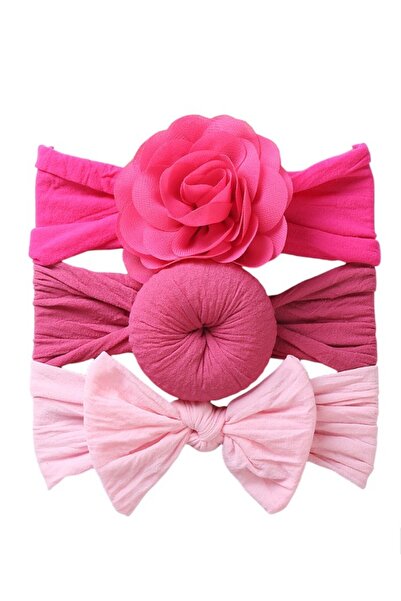 Bambimici - Aya Assorted Cute Soft Turban for Babies - Hot Pink, Dark Pink, B...
