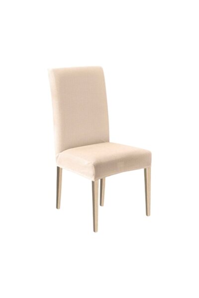 Trendily Set of 6 Elastic Chair Covers, Universal, Light Cream, 55 cm x 45 cm