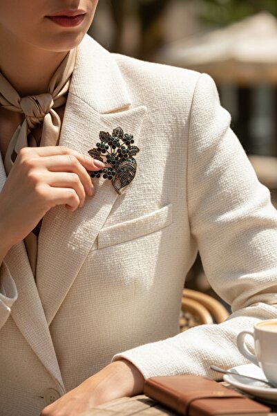 FAYRA ACCESSORIES Çiçekli ve Yapraklı İğne Yaka Broş