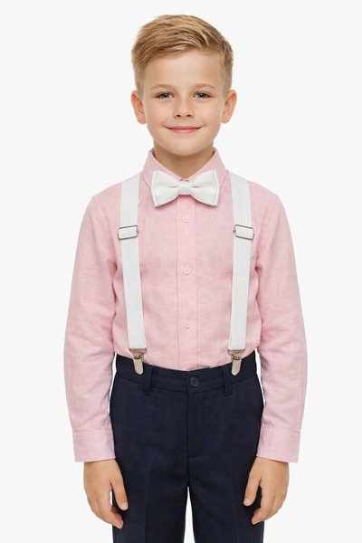 Nacar Erkek Çocuk uzun Kol Gömlek Papyon Set 23 Nisan 29 Ekim Gösteri Kıyafeti