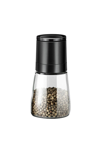 OEM MADGENIX Spice Grinder, Glass Jar + Stainless Steel, Adjustable, Black Cap