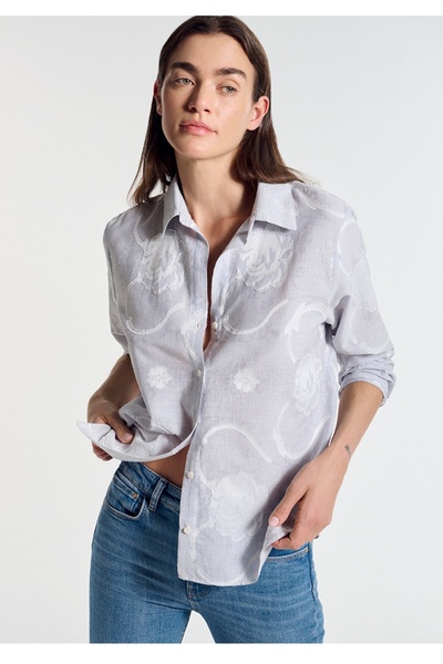 Mavi Striped Loose Fit Comfortable Cut Women's Shirt.