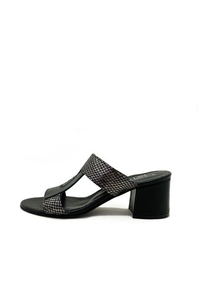 GDT Ayakkabı Genuine Leather Black Color Block Heel 35-36-37-38-39-40-41 Size Women's Heels Slipper