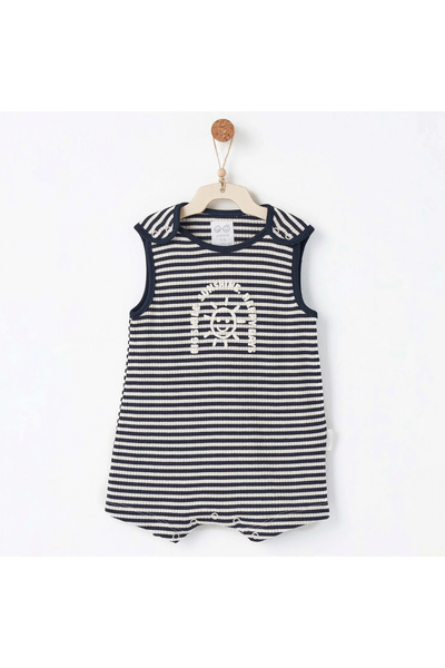 andywawa Ac26670 Bamboo Striped Jumpsuit Navy