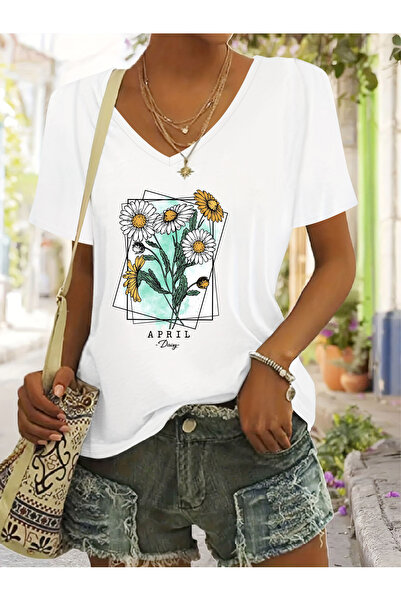 mercoledi Floral cu imprimeu pentru femei, cu decolteu în V, mâneci, croială ...