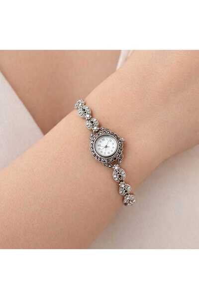 Bittox Otantik Tasarımlı Taşlı Kadın Bileklik Saat-Vintage Kadın Kol Saati