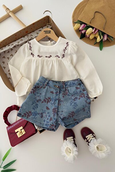 Minigimin Cicileri Miniğimin Cicileri Vintage Με κέντημα Μπλούζα και Με φλορά...