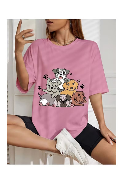 ZEMLİYA Unisex "Dog Cartoon" Printed T-Shirt -Modern Style