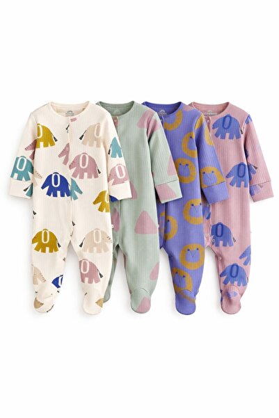 Next Baby Cotton Lu Fil Patterned 4-Piece Jumpsuit Set