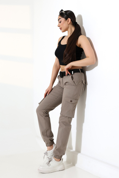 sports here Pantaloni de sezon din in, cu buzunare cargo și picioare elastice