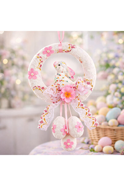 OricareFain Decoratiune suspendata de Paste cu iepuras, Coronita decorativa p...