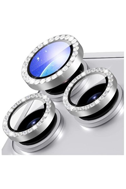 Bruntoo BR Shiny Stone Metal Frame Camera Lens Protector Compatible with iPho...