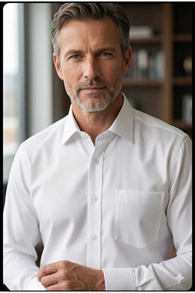 Grand Star Long Sleeve Pocketed Dobby Fabric Classic Men's Shirt