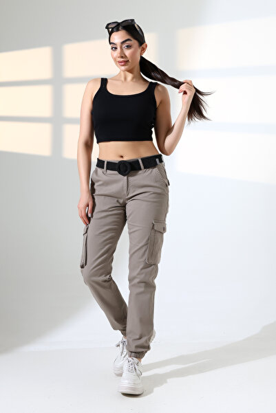 sports here Λινό Cargo Εποχιακό Παντελόνι με Ελαστική Τσέπη