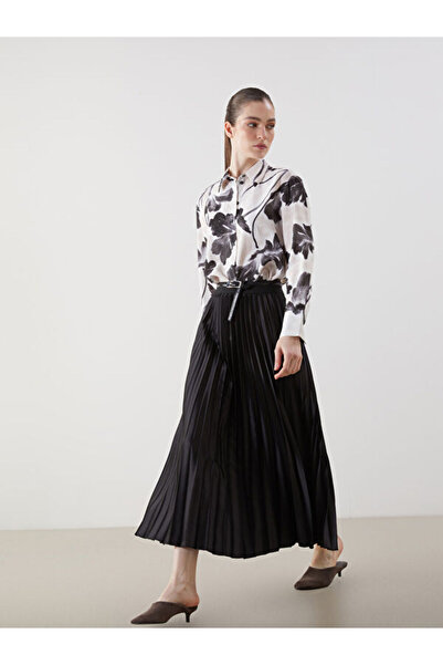 LC Waikiki Rmz Gi̇yi̇m Farkiyla Women's Satin Pleated Skirt with Waist Cord