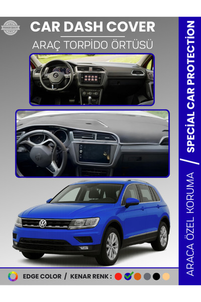e-biz غطاء لوحة القيادة لسيارة فولكس فاجن تيجوان (2016-2023) مع حماية أمامية ...