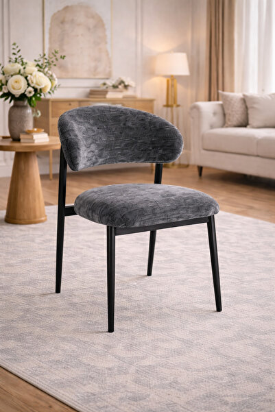 Crestj A stylish chair Puffer in soft fabric with a comfortable backrest and ...
