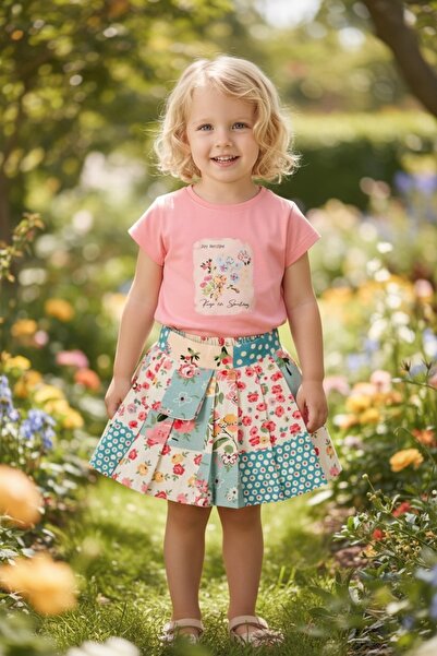 nk kids Patchwork Patterned Skirt Set