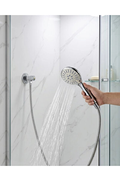 Epilons Anti-Limescale Hand Shower Set Spiral Shower Hose Movable Shower Hanger