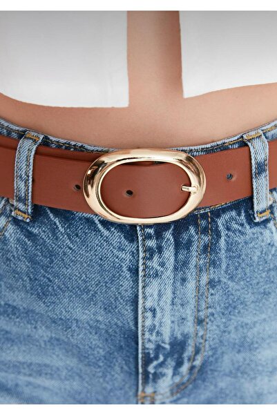 Mynoa Oval Gold Buckled Women's Belt I, Jacket Belt I, Pants Belt I