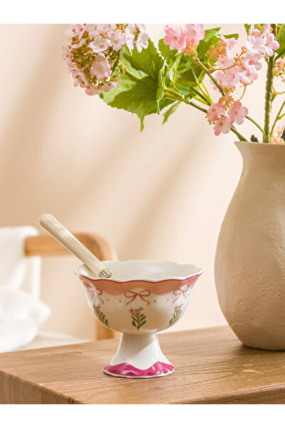 LC Waikiki Rmz Gi̇yi̇m Farkiyla Bow Printed Porcelain Bowl 11 cm