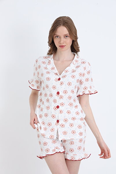 ELİTOL Bürümcük Knitted Short Sleeve Women's Buttoned Shorts Set