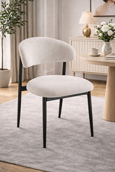 Crestj A stylish chair Puffer in soft fabric with a comfortable backrest and ...