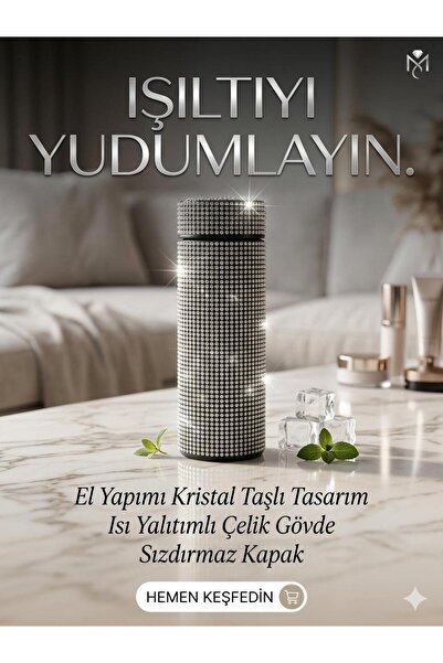 Vacuum Bottle DİAMOND TAŞLI PASLANMAZ ÇELİK TERMOS 500ml