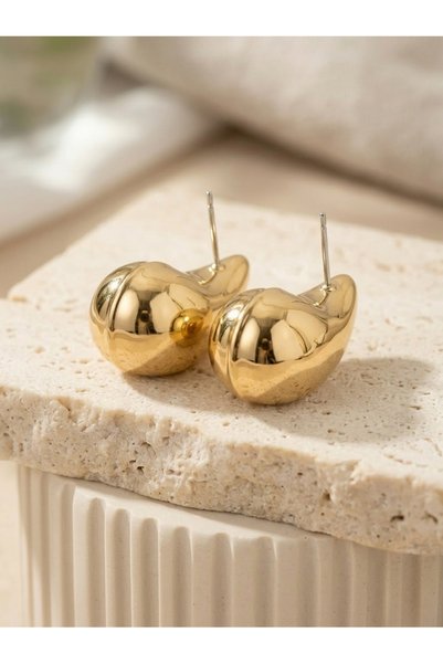TAKVANOV Damla Form Italian Teardrop Design Earrings – Pvd Plated Shiny Modern Women's Earrings Gold Color