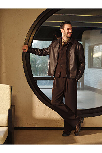 LC Waikiki Brown Comfortable Fit Men's Pleated Trousers