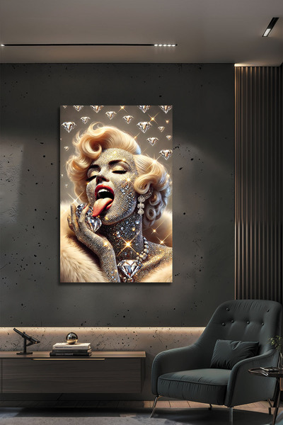 B&G DESIGN Tablou iconic de lux din sticlă temperată pentru femei, cu detalii...