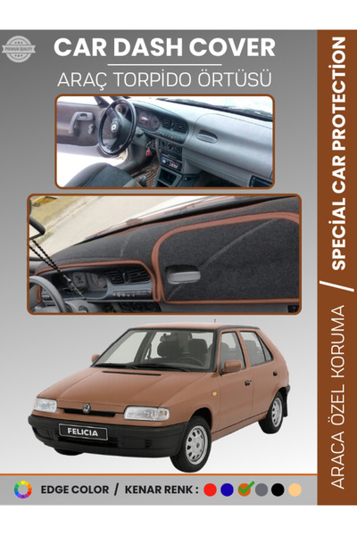 e-biz غطاء لوحة التحكم SKODA FELICIA (1994-2001) سجاد حماية كاملة من الأشعة ف...
