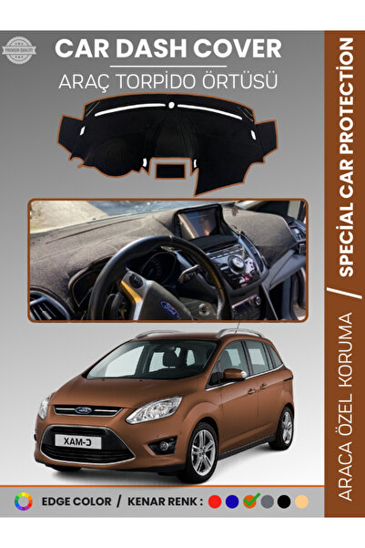 e-biz غطاء لوحة القيادة FORD C-MAX ذو الشاشة المزدوجة (2010-2014) مخصص للسيار...