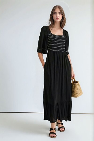 MAMAYAGA Women's Square Collar Half Sleeve Maxi Length Daily/Casual Summer Vi...