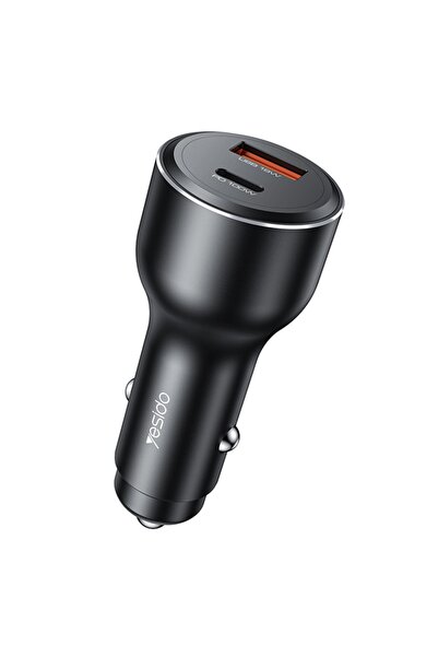 Yesido Car Charger, USB and Type-C, PD 100W, Aluminum Alloy, Yesido, Black