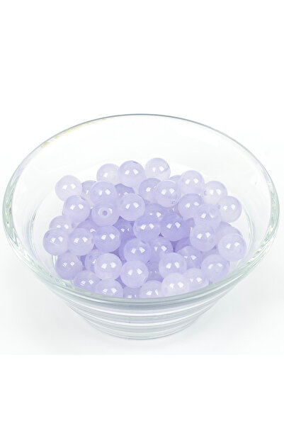 yfhobi 25 Gram- 8 mm Eflatun Renk Yuvarlak Cam Boncuk, 1. Kalite (25gr - 35 A...