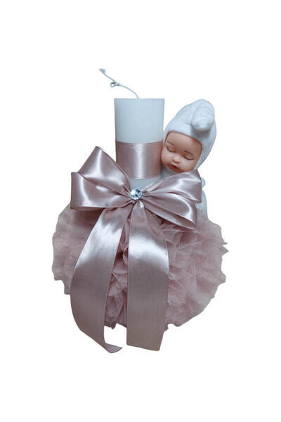 Your Baby Store Lumanare botez bebelus jucarie –pudra, 35 cm