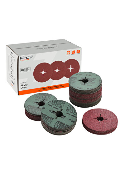 Lawazim قرص صنفرة ألياف Pro7 مقاس 4.5 بوصة P80، 100 قطعة، فتحة نجمية 22.2 مم،...