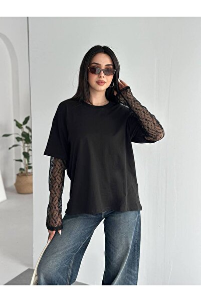 Noa&Noa Lace Sleeveless Basic T-Shirt-Black Black