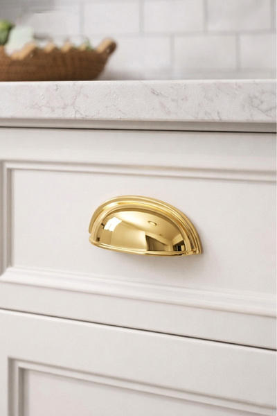BERFİNO 5-Pack Gold Tas-Midye Handle 64 mm – Classic Bowl Drawer & Cabinet Ha...