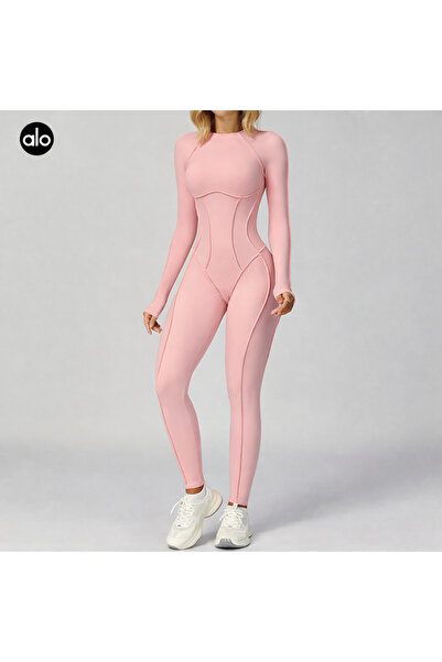 Elancee Salopetă fitness damă cu mânecă lungă și spate decupat – material ela...