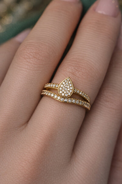 Takıtolia Xdrop Gold Color Crystal Stone Xuping Bijouterie Adjustable Ring