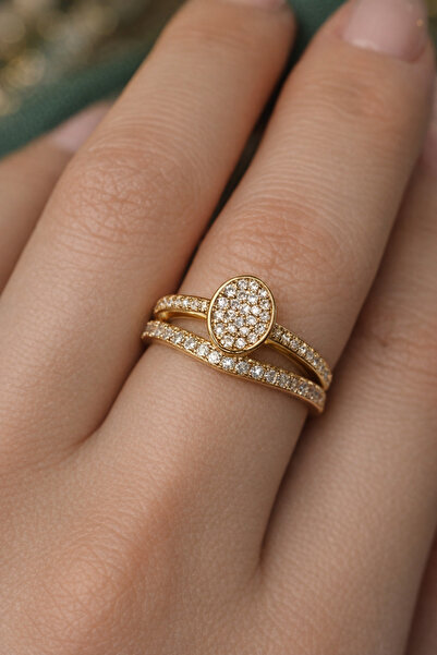 Takıtolia Xoval Gold Color Crystal Stone Xuping Bijouterie Adjustable Ring